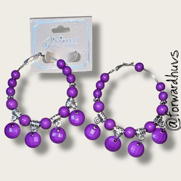 Bundle Sale 3 for $15 | Princess Accessories Purple Hoop Earrings - Picture 5 of 7